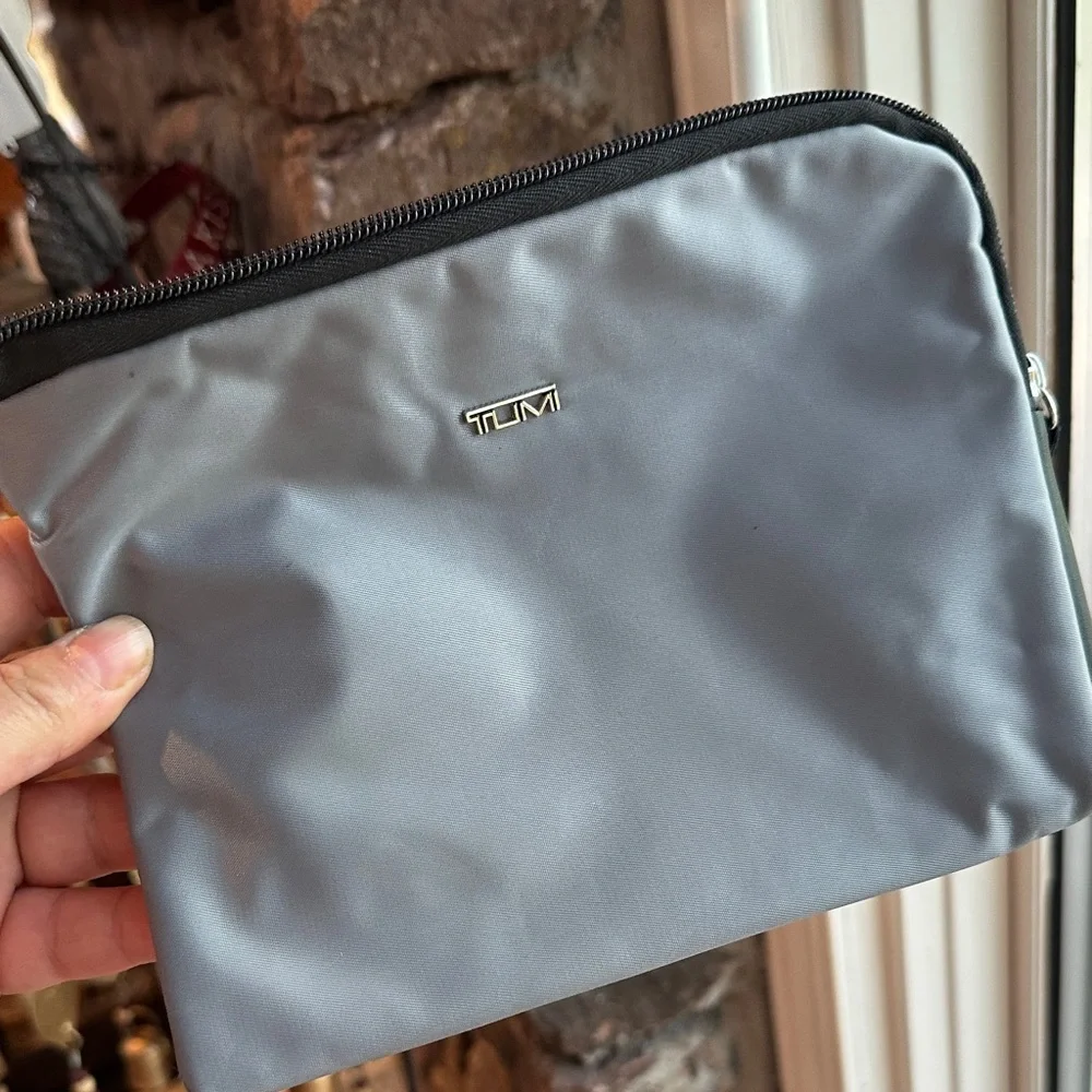 Tumi Gray Zip-Top Toiletry Pouch